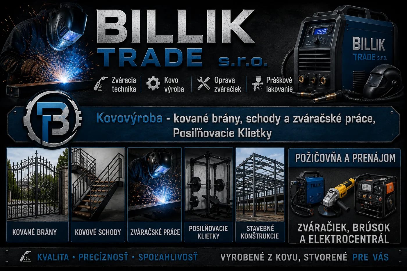 Práškové lakovanie v dielni Billik Trade — lakovacia kabína a kovová výroba, Nitra